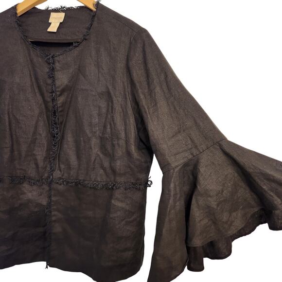 Chico's Bell Sleeve 100% Linen Weight Jacket Size 1 - Picture 3 of 6